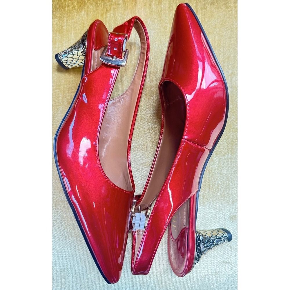 NIB J. Renee Mayetta Red Pearlized Patent Slingback Heels Size 8W Wide